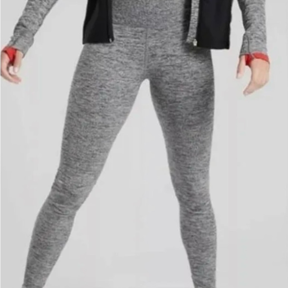 Athleta Gray High-Waisted Leggings with Streamlined Fit